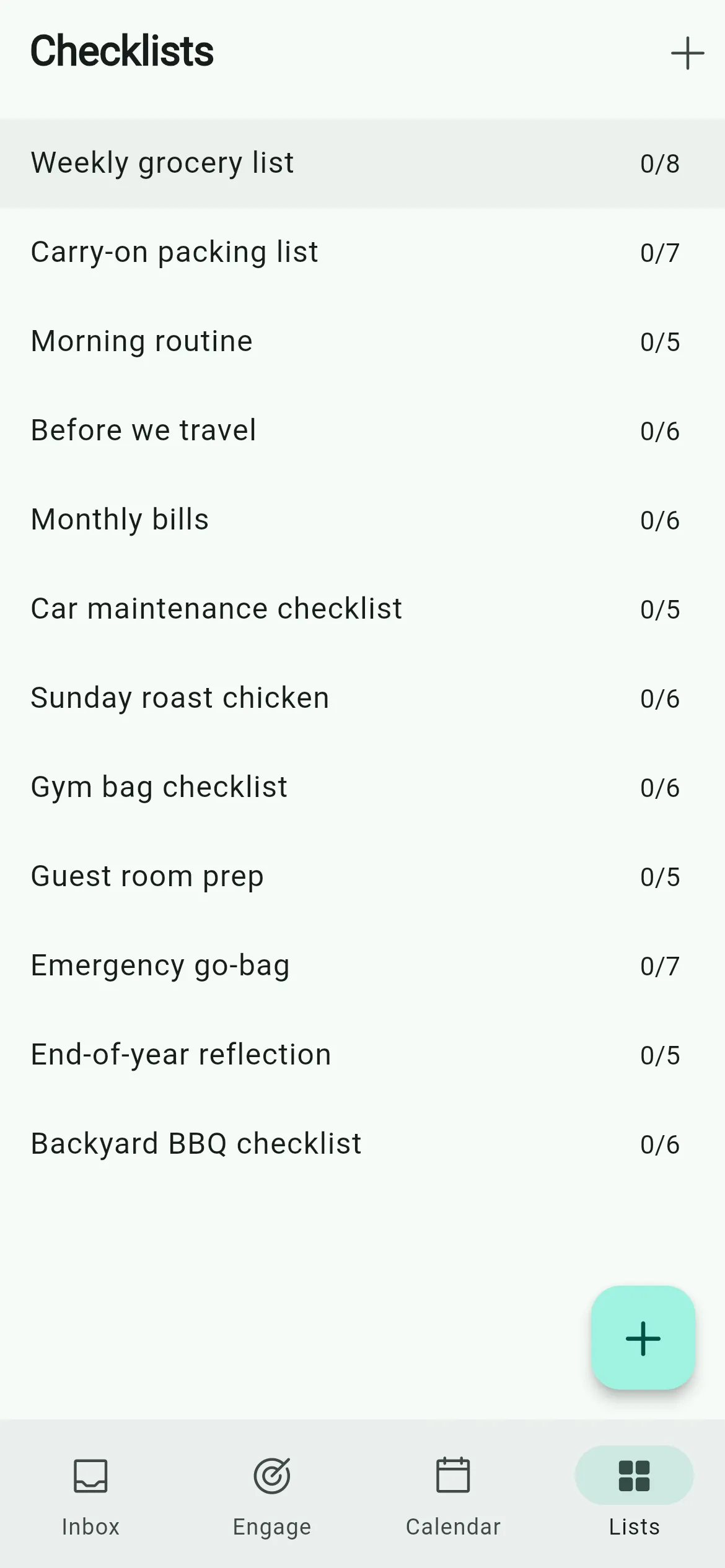 Checklists in Sospiro on a phone