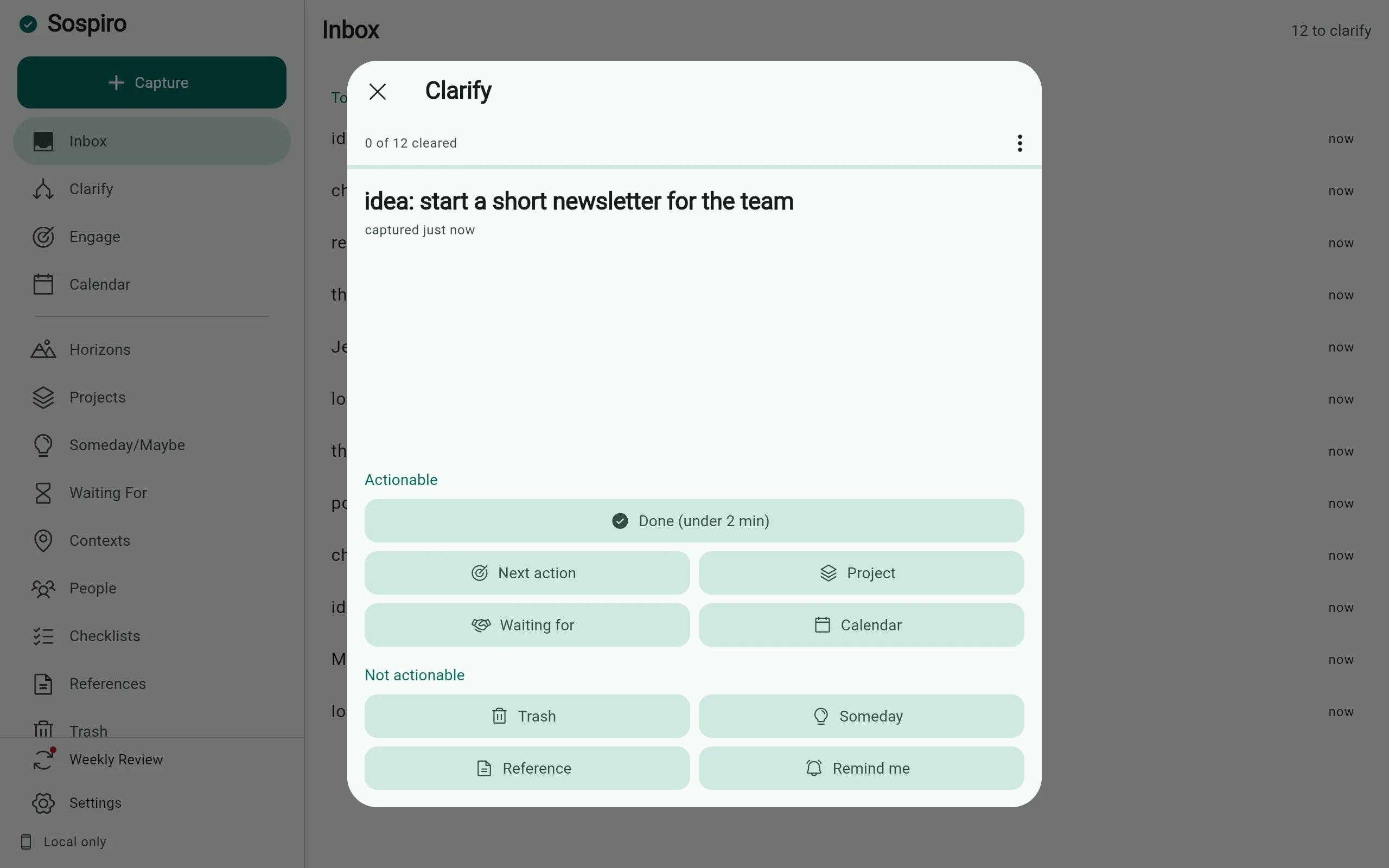 Clarify in Sospiro on desktop