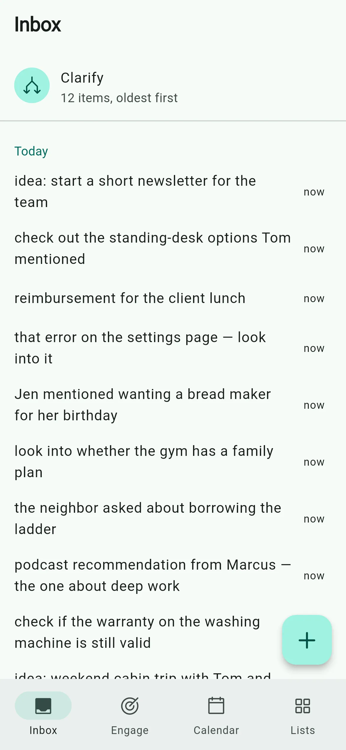 Inbox in Sospiro on a phone